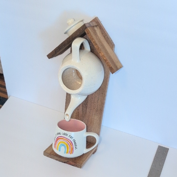 Handcrafted Rustic Wooden Bird Feeder Somewhere Over The Rainbow - Picture 3 of 16